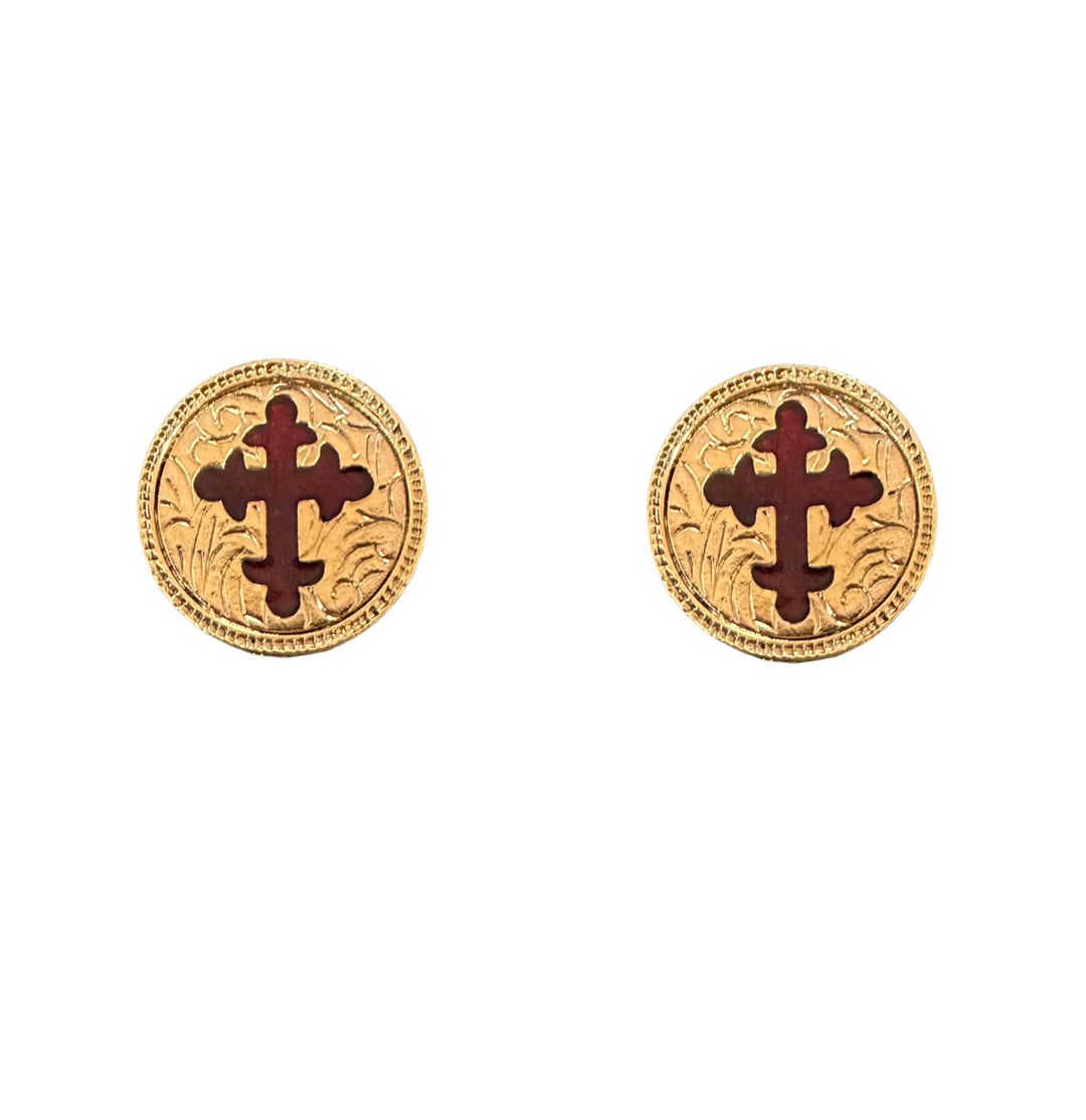 Red Cross Gold Cufflinks