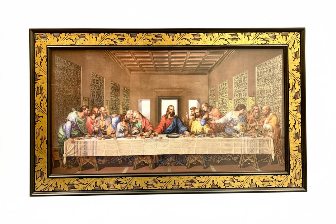 20" x 40" Da Vinci Last Supper Gold Leaf Wood Frame