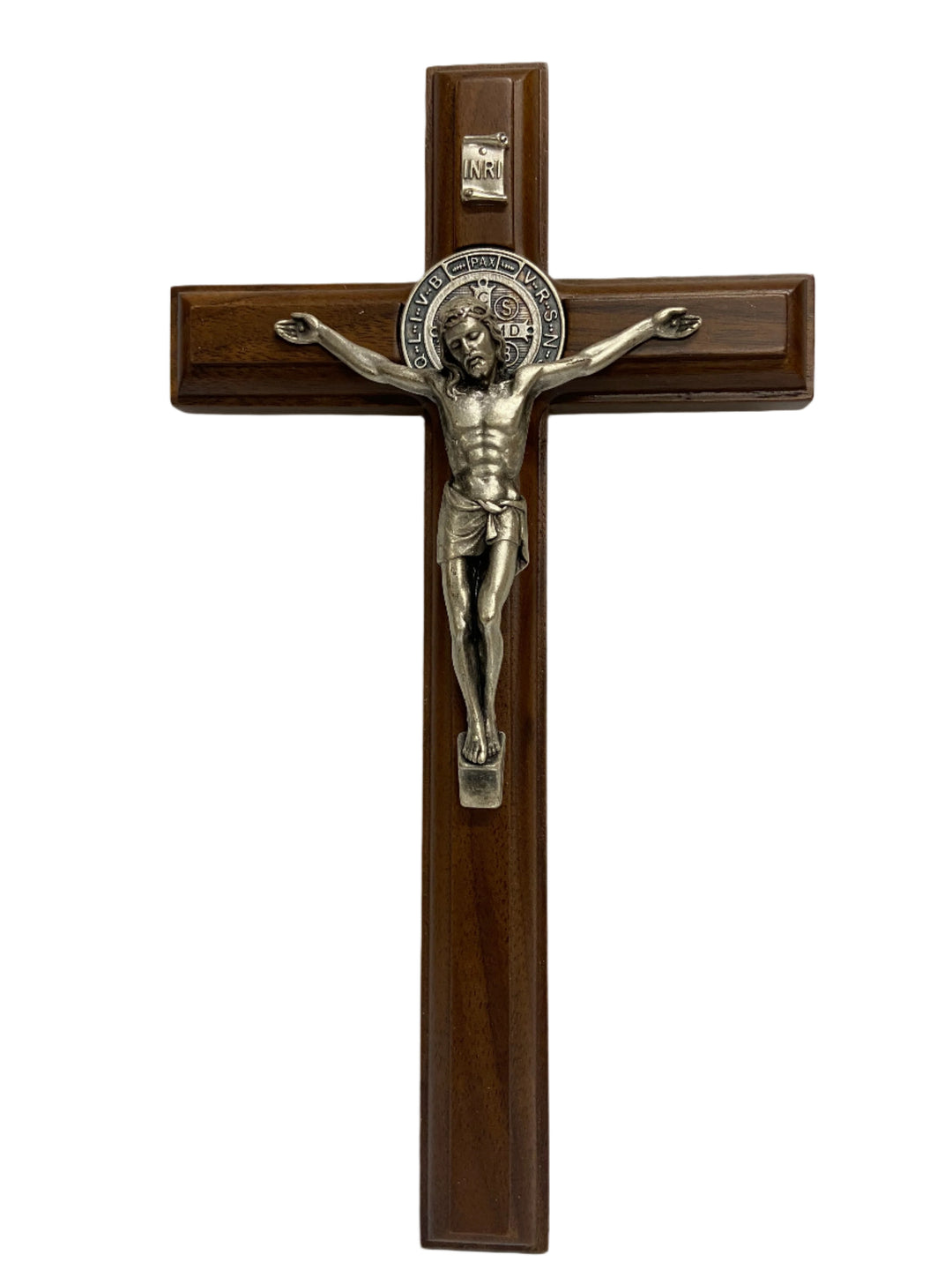 9" Walnut St. Benedict Crucifix