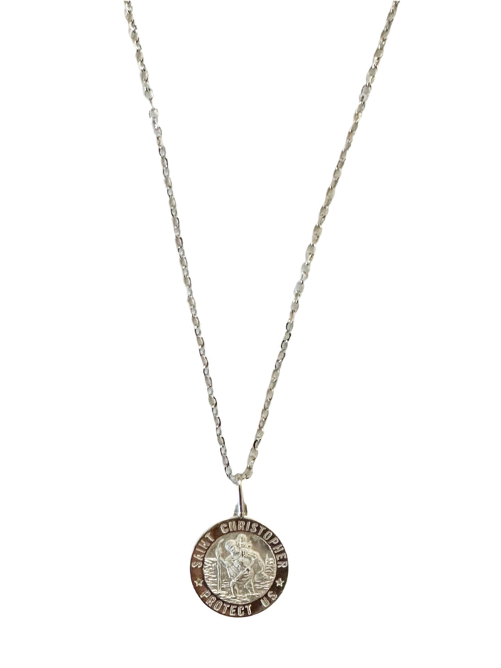 Sterling Silver Round St. Christopher Necklace