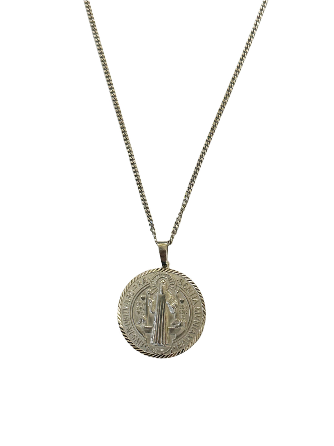 Sterling Silver St. Benedict  Necklace - Large