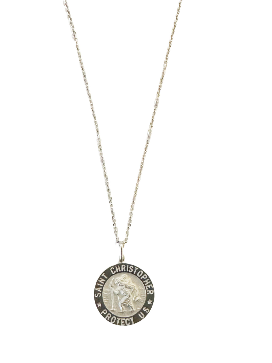 Sterling Silver Round St. Christopher Necklace