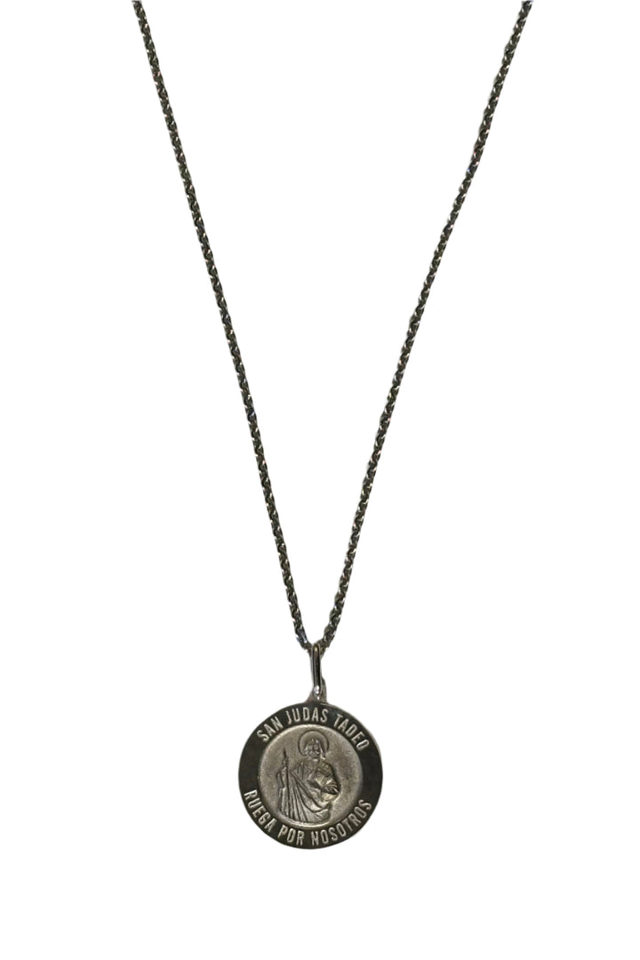 Sterling Silver San Judas Necklace - Spanish