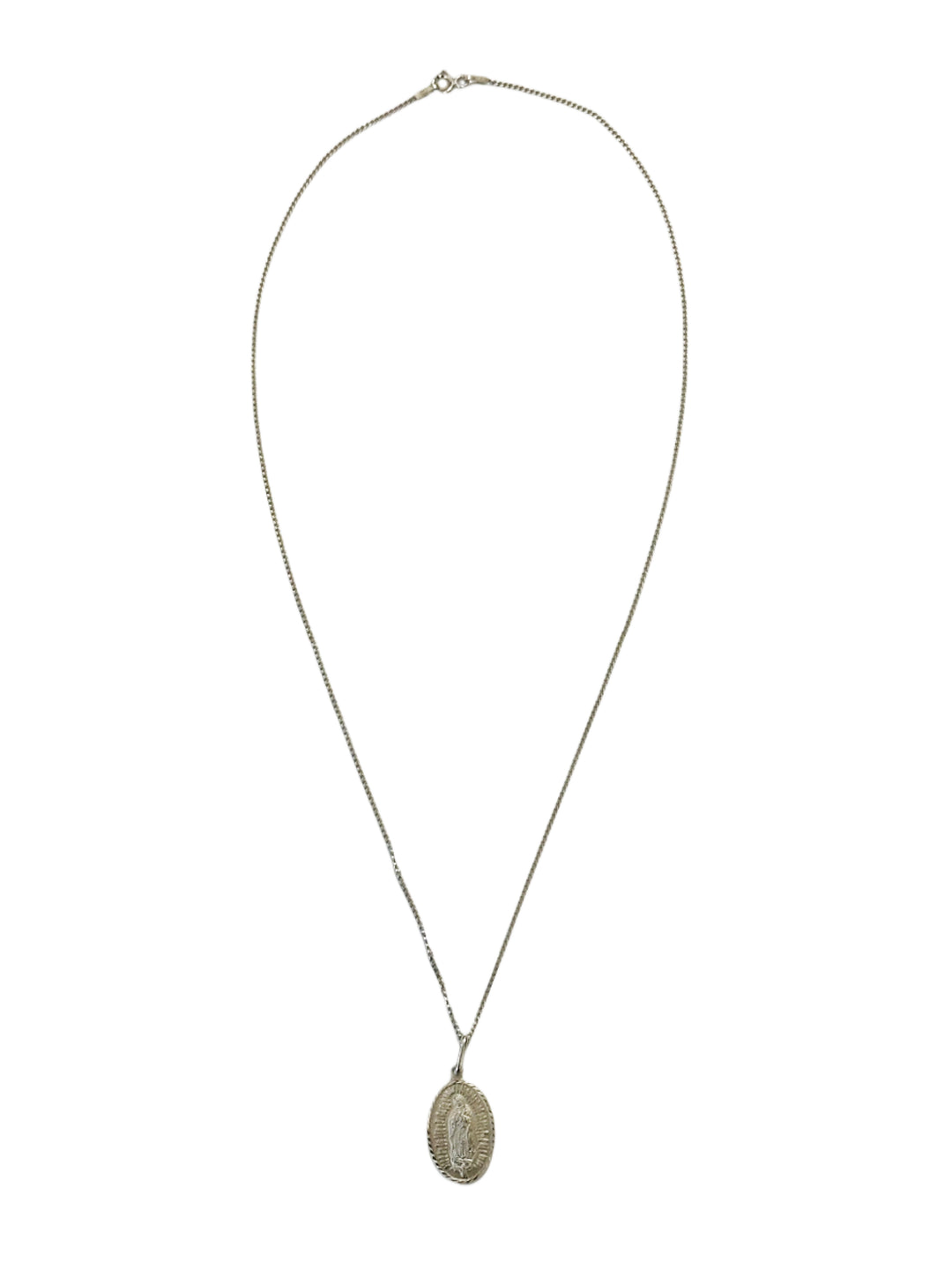 Sterling Silver Oval Our Lady of Guadalupe Necklace