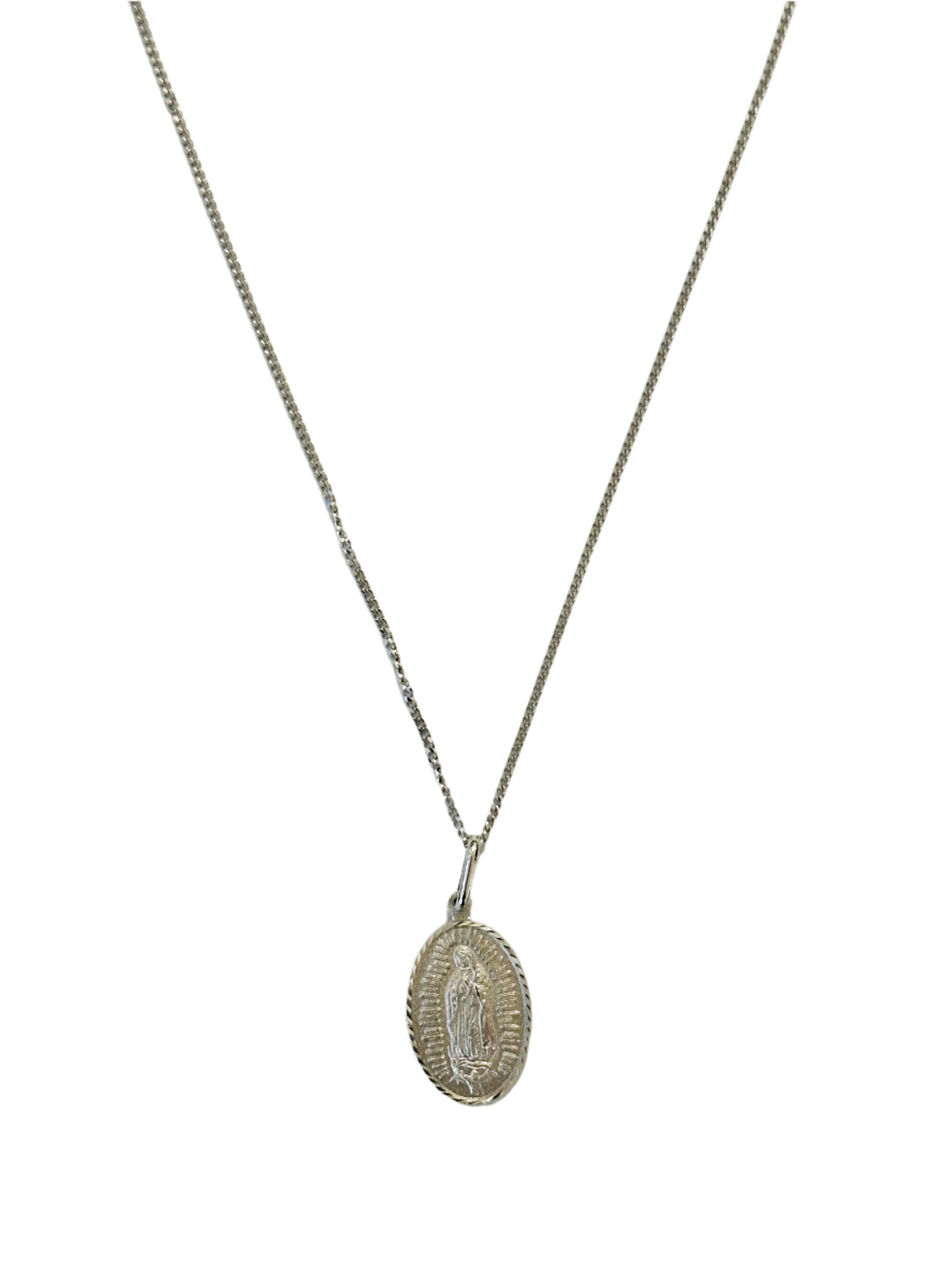 Sterling Silver Oval Our Lady of Guadalupe Necklace