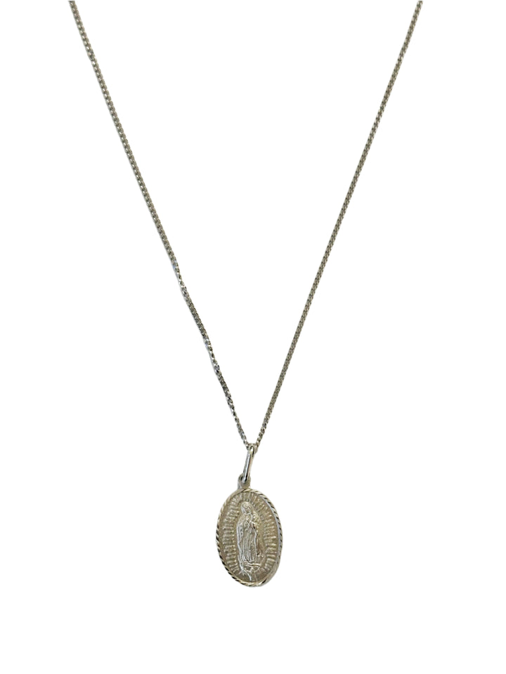Sterling Silver Oval Our Lady of Guadalupe Necklace