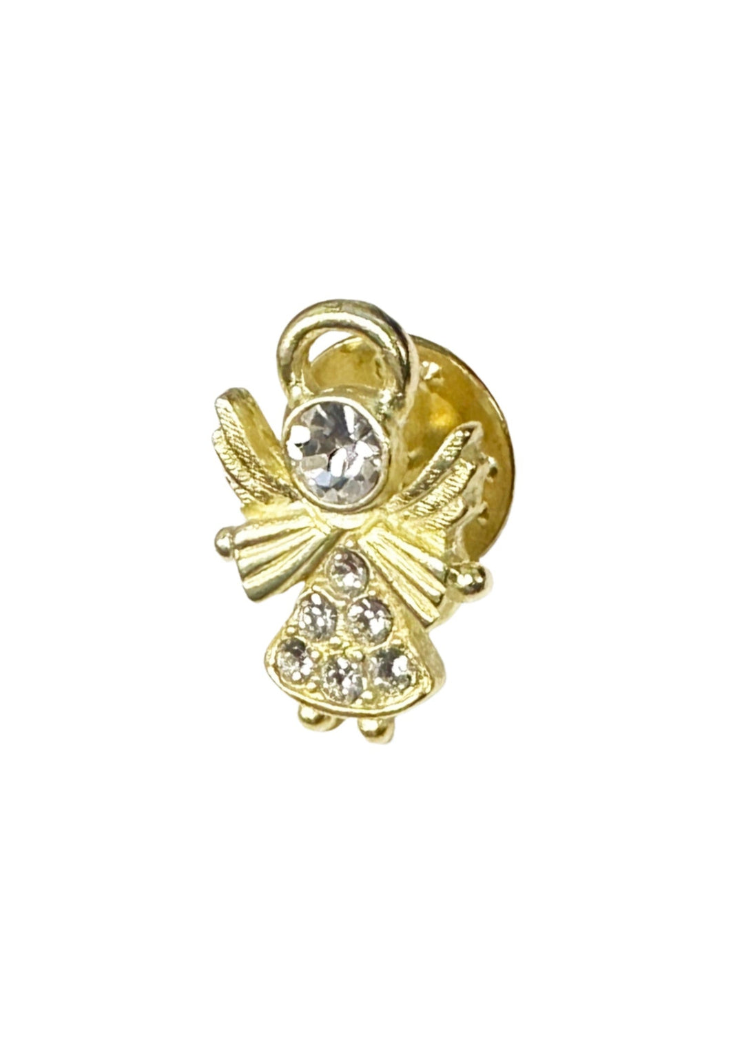 Gold Crystal Angel Lapel Pin