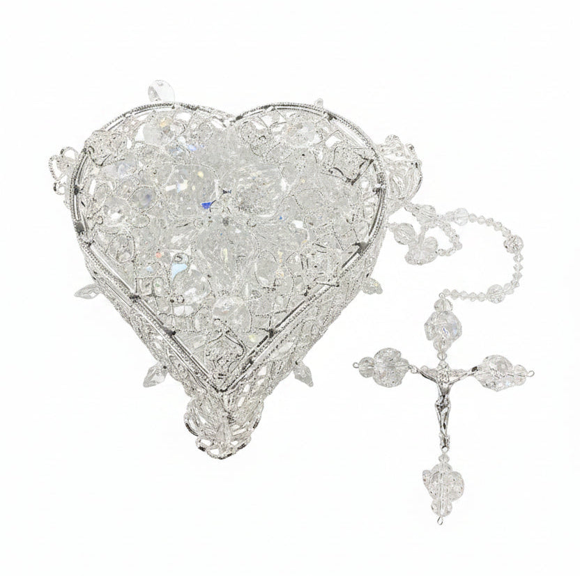 38" Crystal Wedding Lasso with Crystal Heart Box