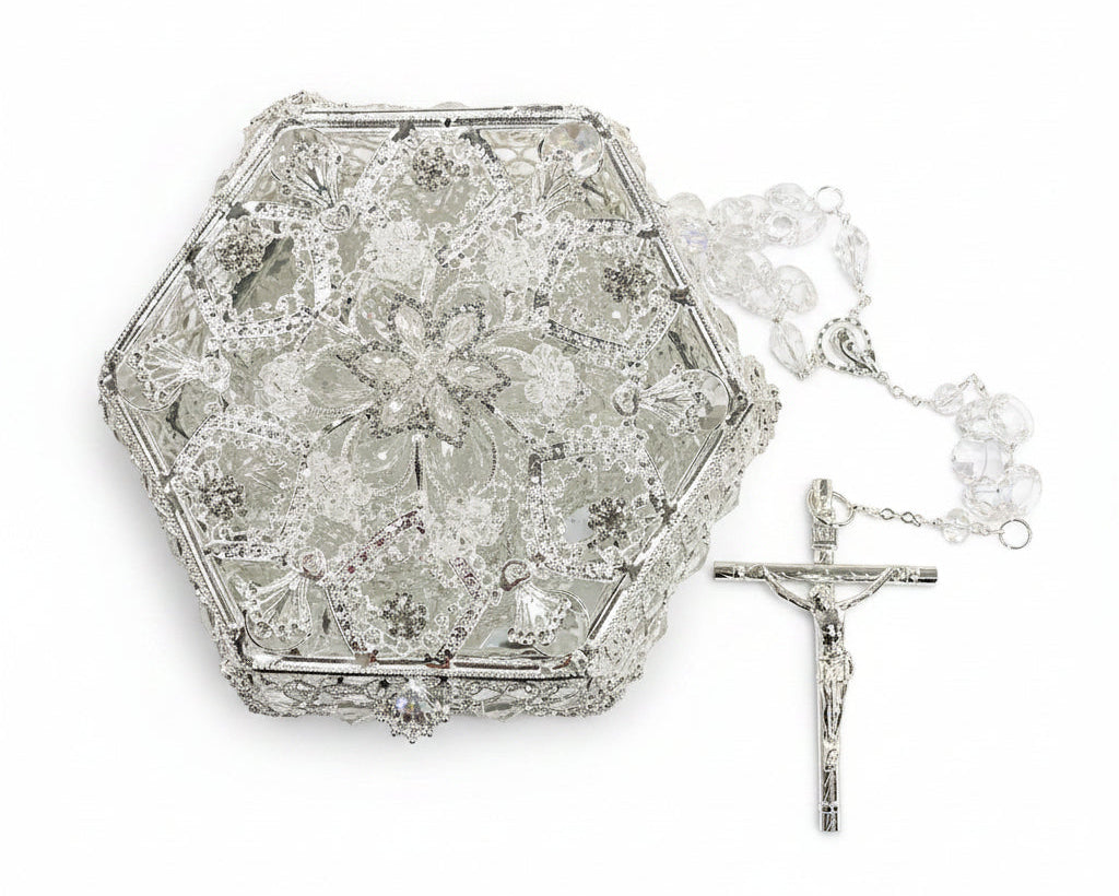 42" Crystal Wedding Lasso with Crystal Hexagonal Box