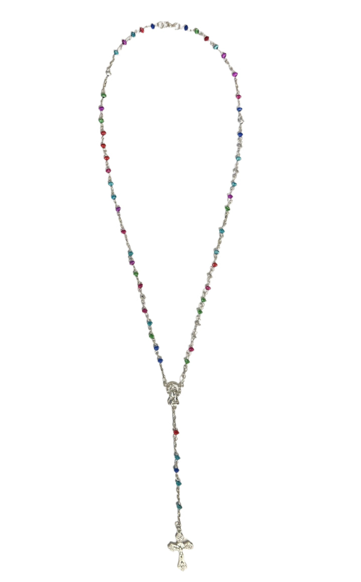 Multicolor Rosary in Cross Case