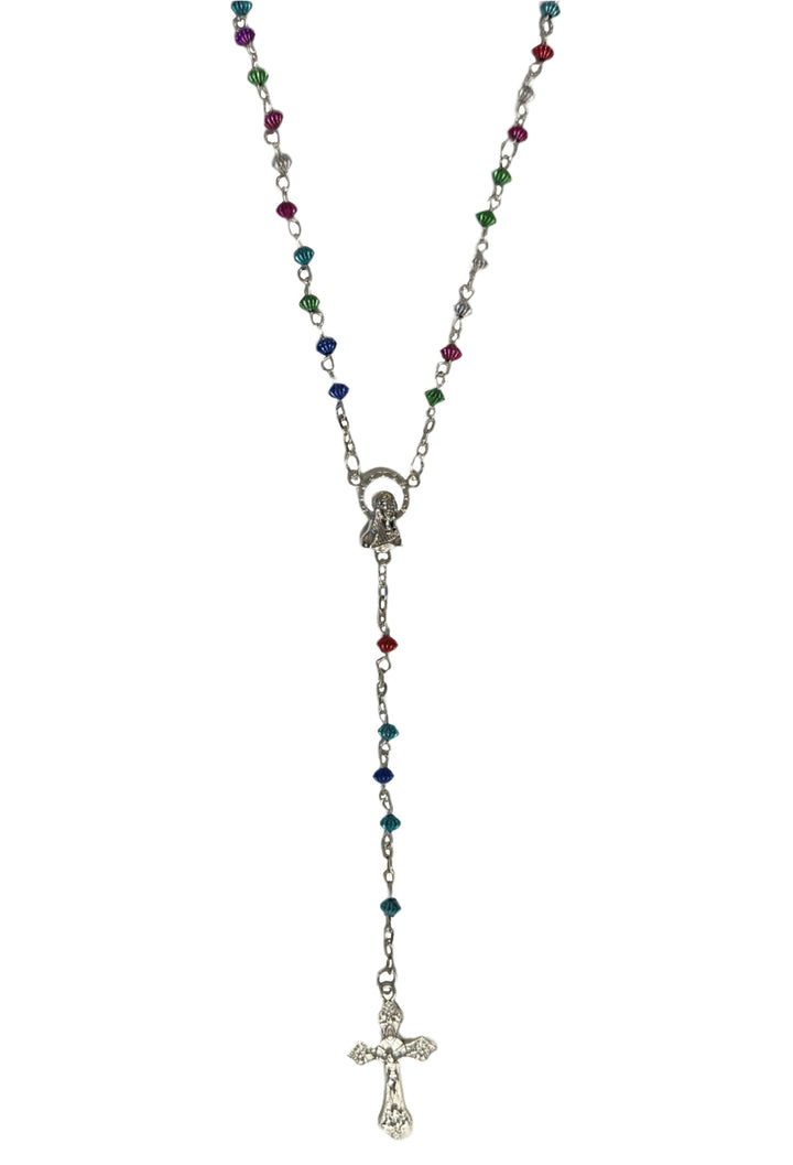 Multicolor Rosary in Cross Case