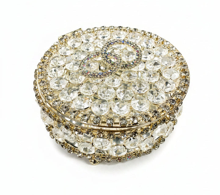 42" Gold Crystal Wedding Lasso with Circular Gold-Plated Crystal Ring Box