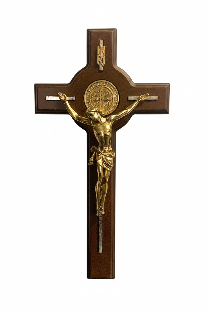 13" Wooden St. Benedict Wall Crucifix