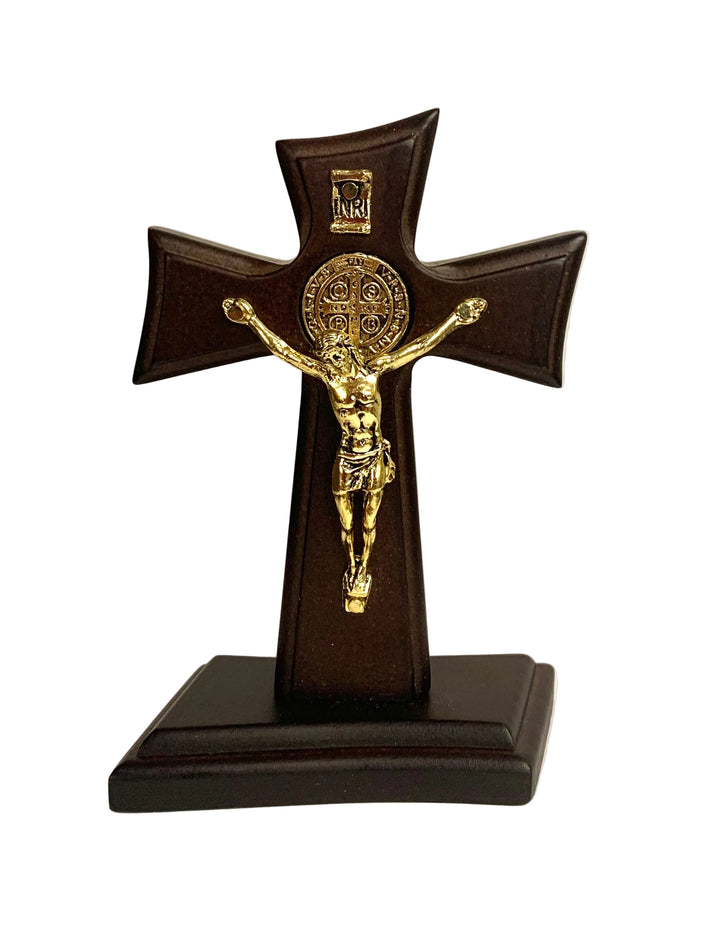 4.5" Wooden St. Benedict Standing Crucifix