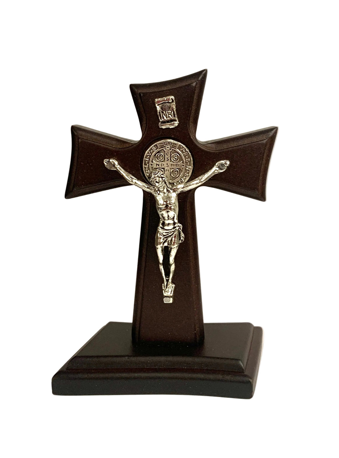 4.5" Wooden St. Benedict Standing Crucifix