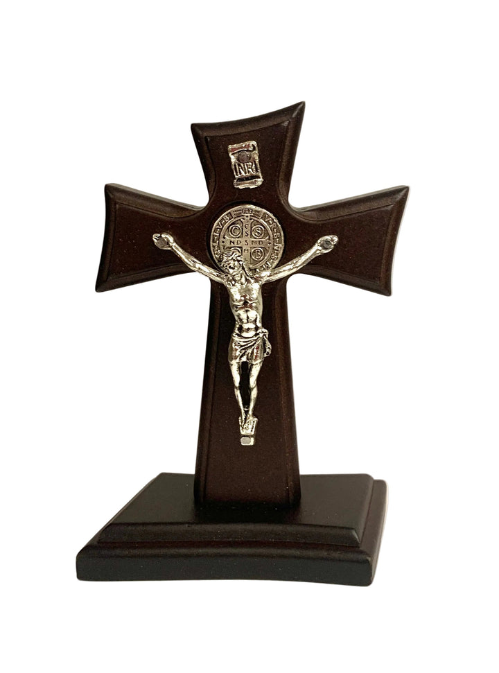 4.5" Wooden St. Benedict Standing Crucifix