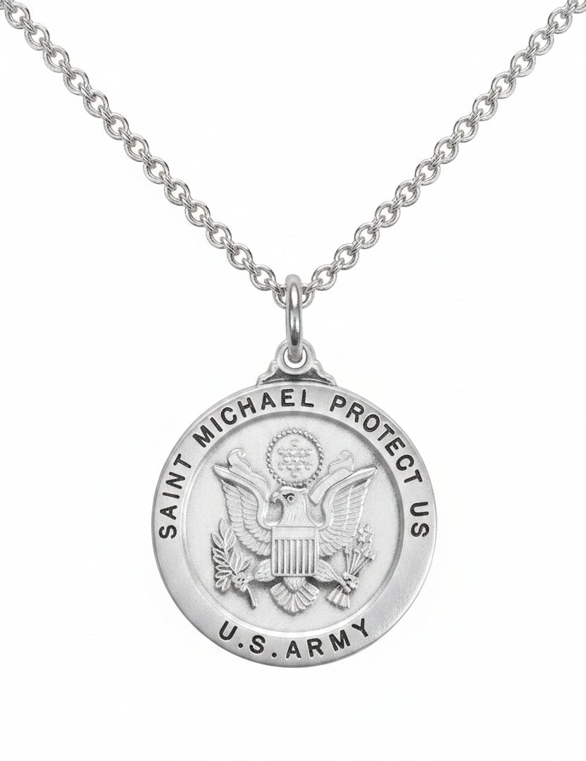24" Sterling Silver St. Michael Army Medal