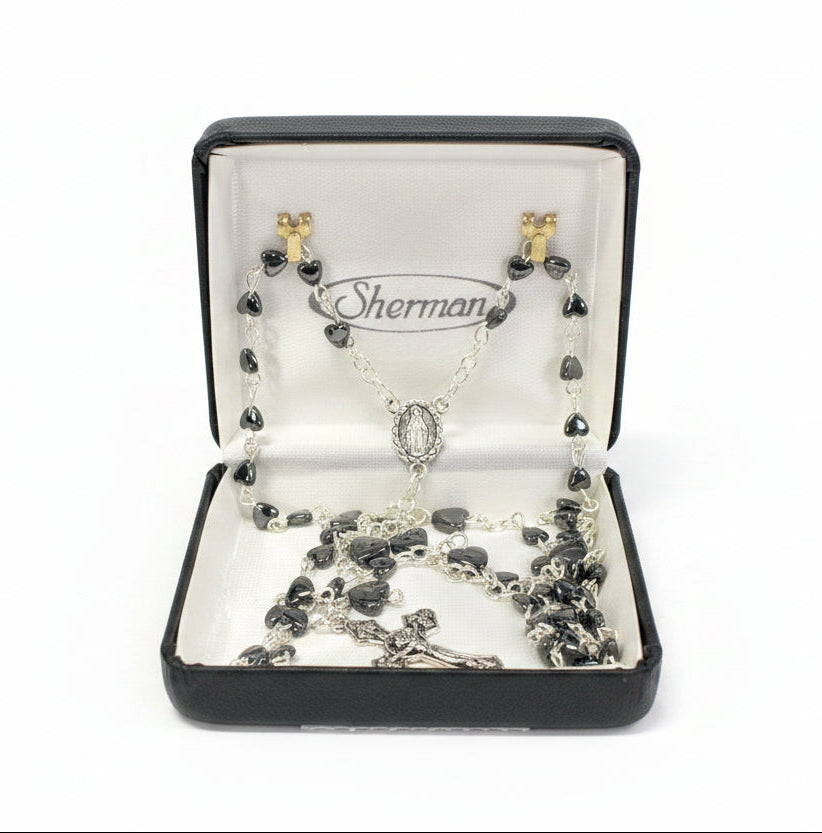 5mm Hematite Heart Rosary