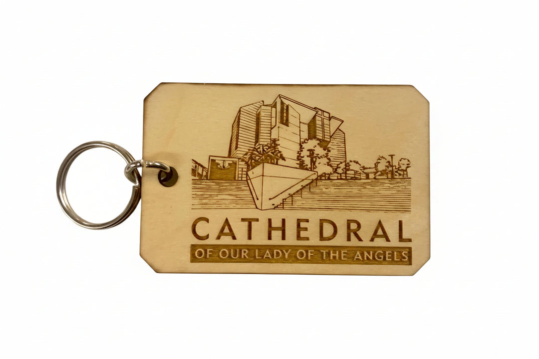 Laser-Engraved Cathedral of Our Lady of the Angels Keychain