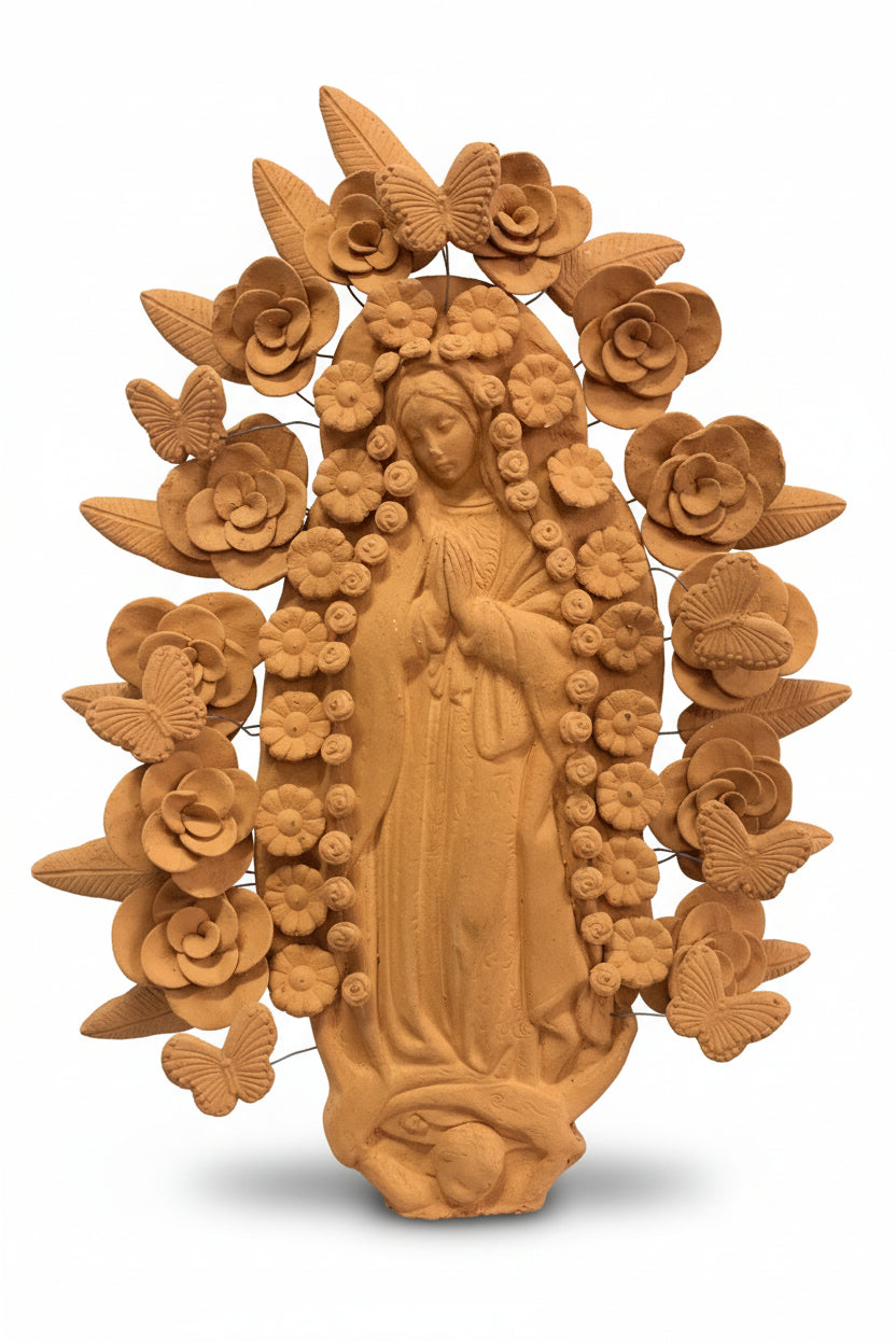 15.5" Our Lady of Guadalupe Clay Statue