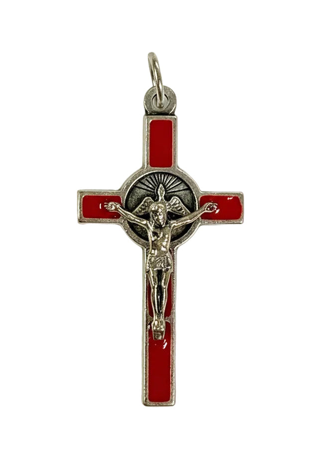 1.5" Red Enameled Holy Spirit Crucifix Medal