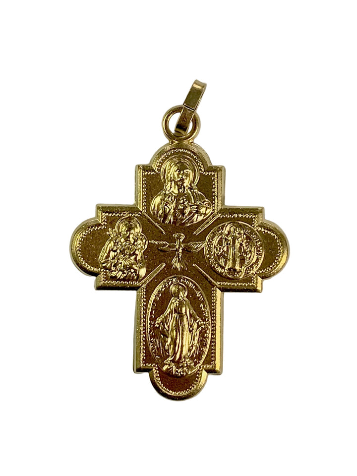 1.25" Gold Plated 4-Way Cross Medal