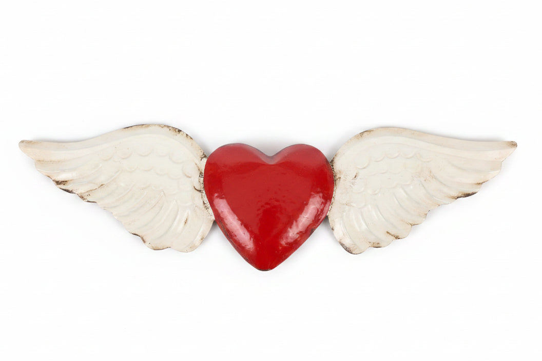 3" Tin Wing Heart Plaque