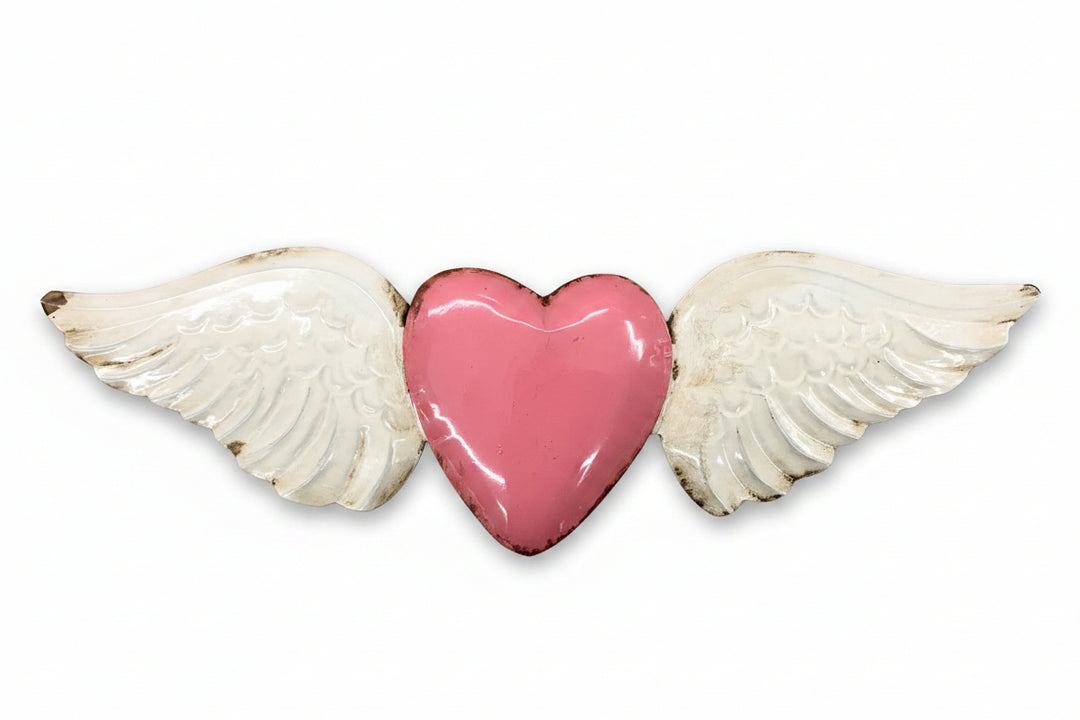 3" Tin Wing Heart Plaque