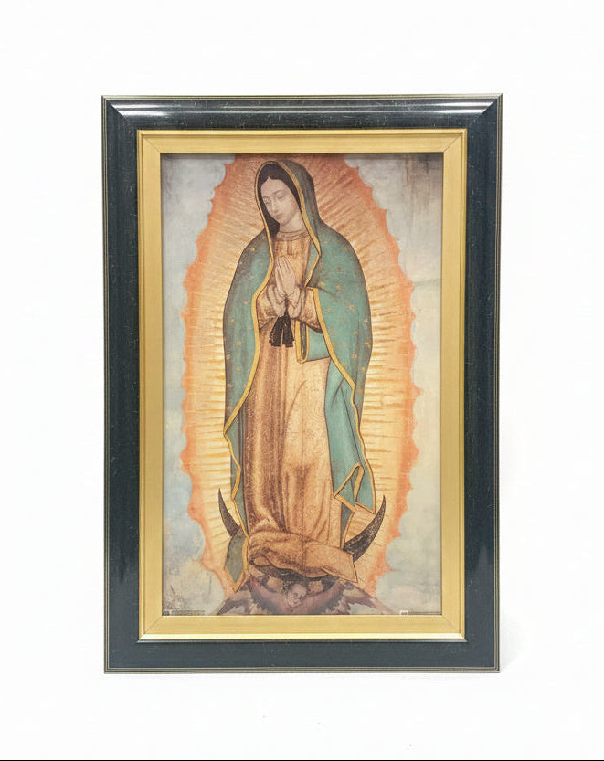 16" x 28" Our Lady of Guadalupe Tilma Dark Wood Frame