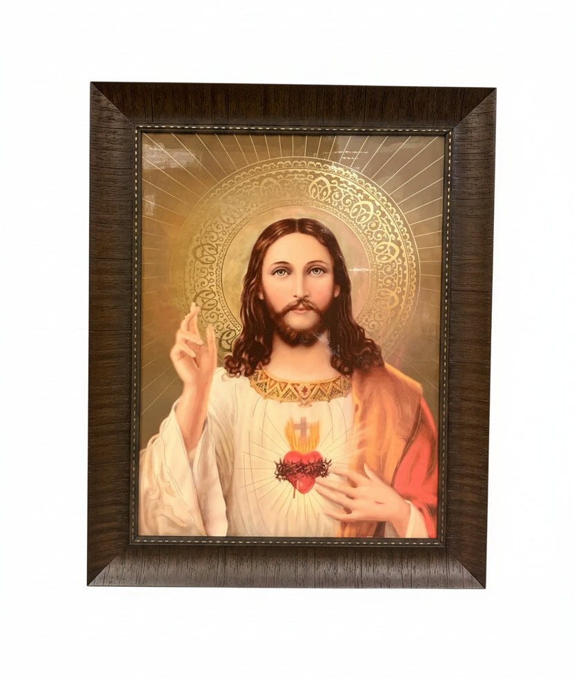 20" x 28" Sacred Heart of Jesus Wooden Frame