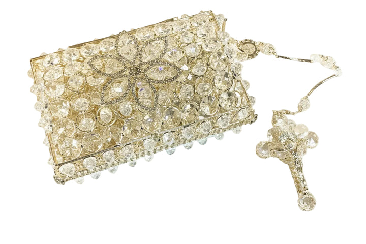 45" Gold Crystal St. Benedict Wedding Lasso with Crystal Box