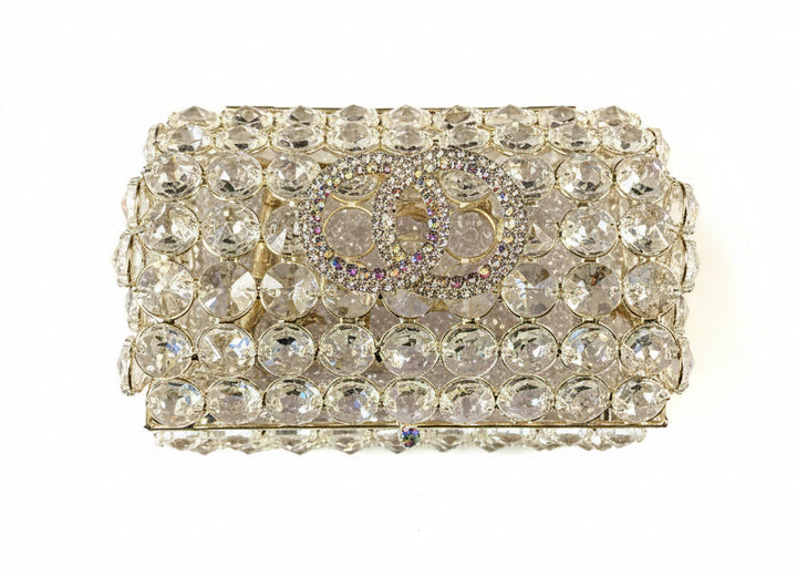 40" Gold Crystal Ladder Wedding Lasso with Crystal Interlocking Ring Box
