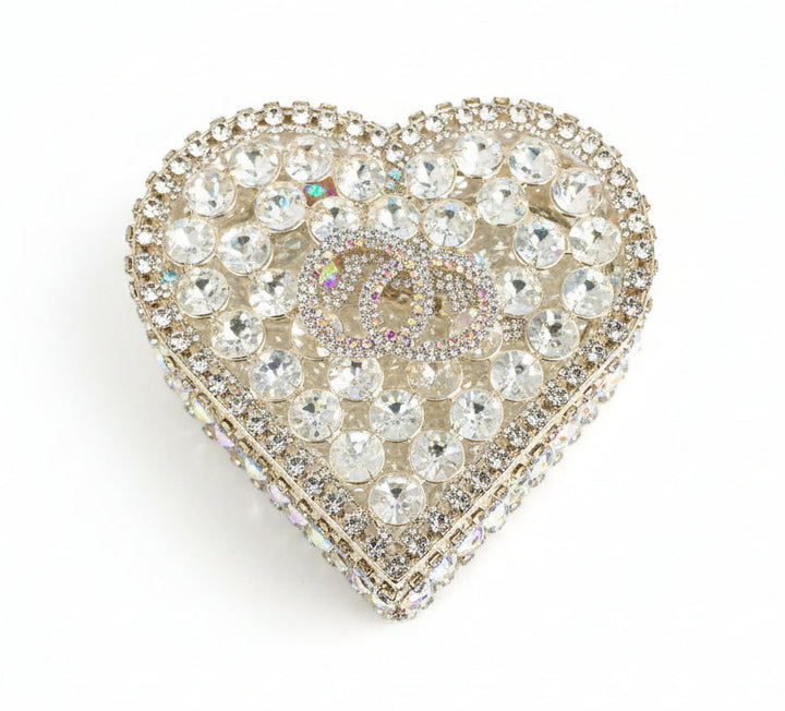 42" Gold Crystal Wedding Lasso with Crystal Ring Heart Box