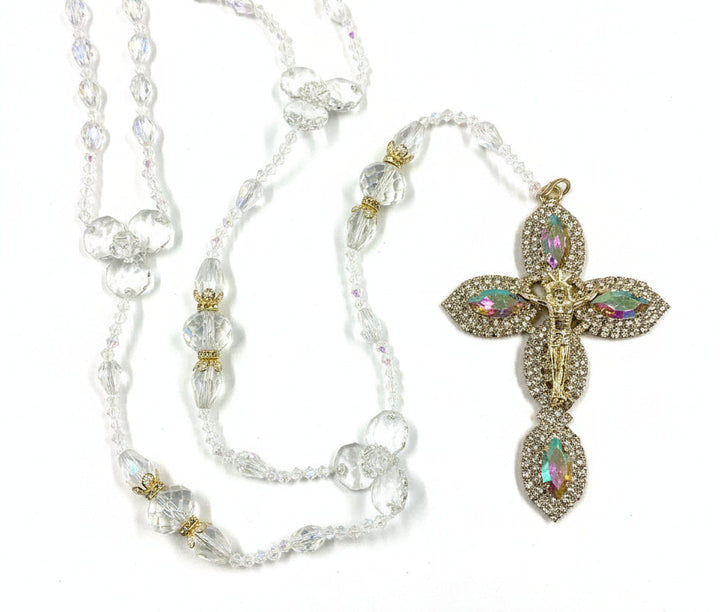 42" Gold Crystal Wedding Lasso with Crystal Ring Heart Box