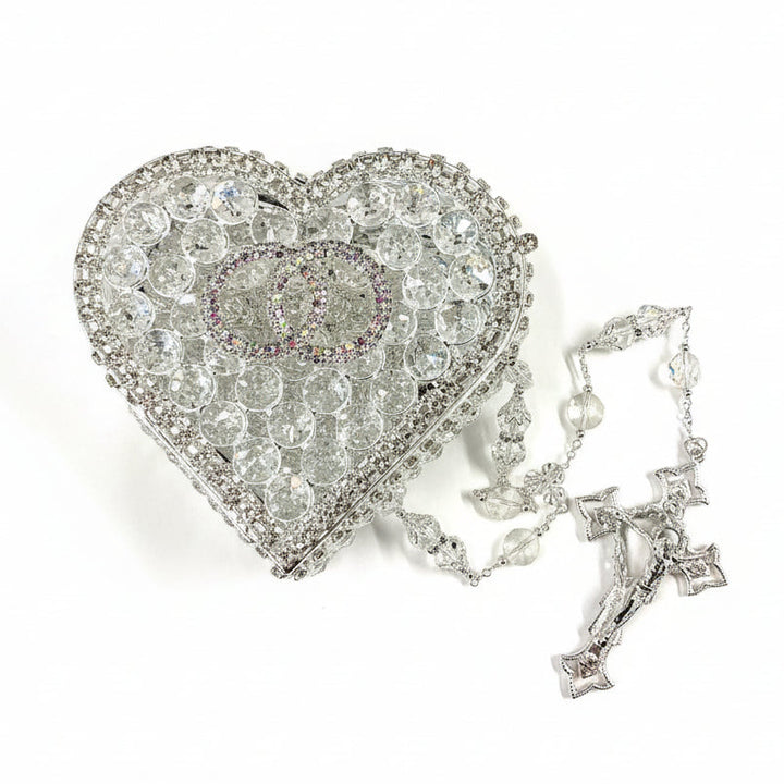 45" Crystal Wedding Lasso with Crystal Ring Heart Box