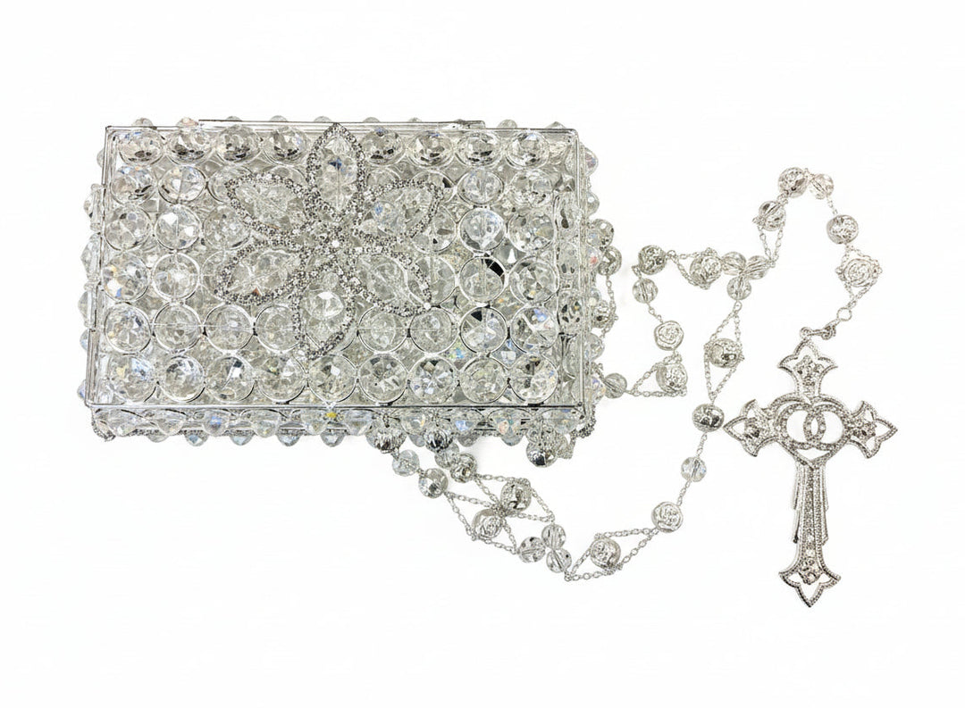 42" Crystal Wedding Lasso with Flower Crystal Box