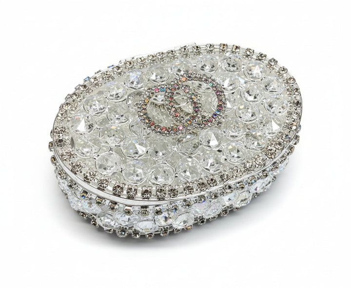45" Crystal & Pearl Wedding Lasso with Rounded Crystal Interlocking Ring Box