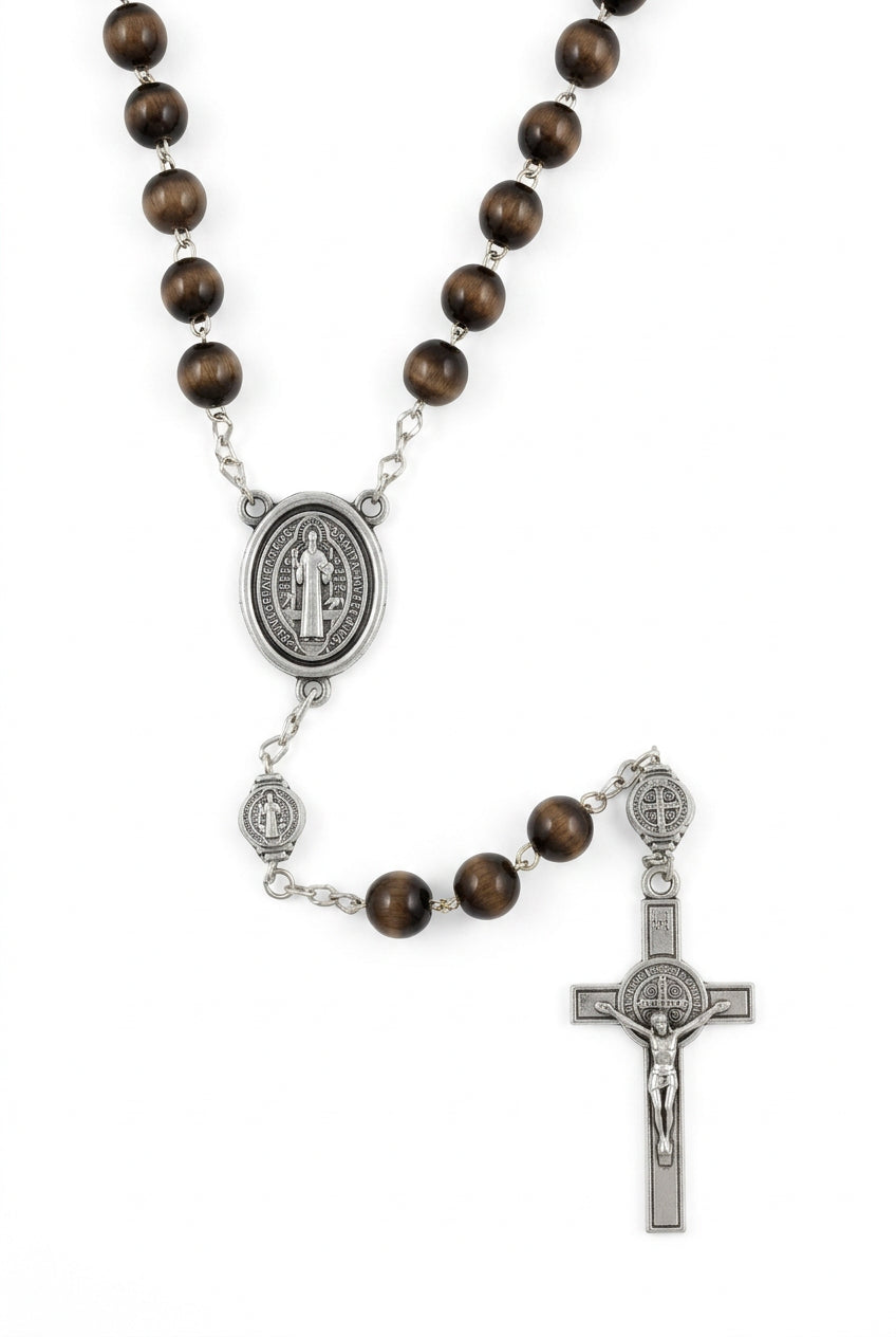 8mm Wood St. Benedict Rosary