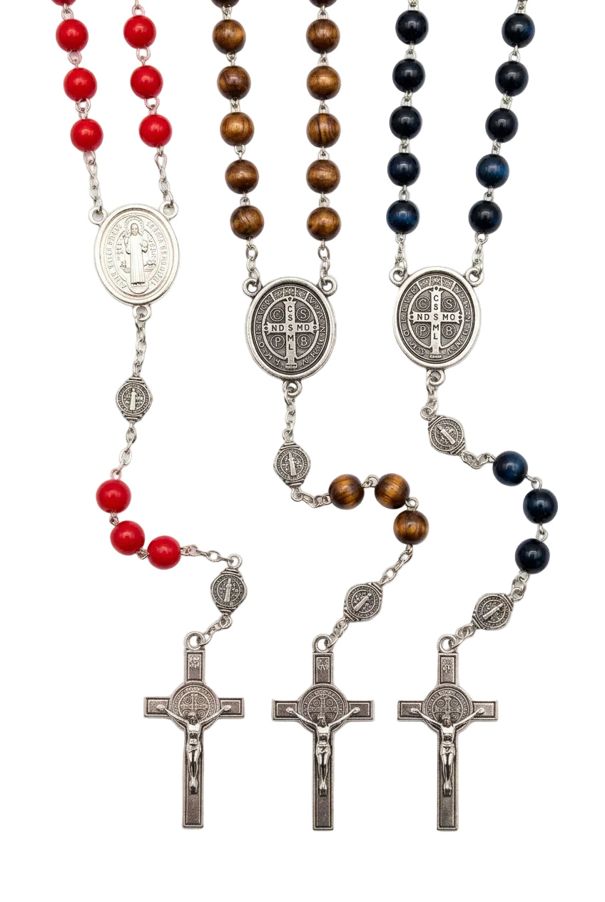8mm Wood St. Benedict Rosary