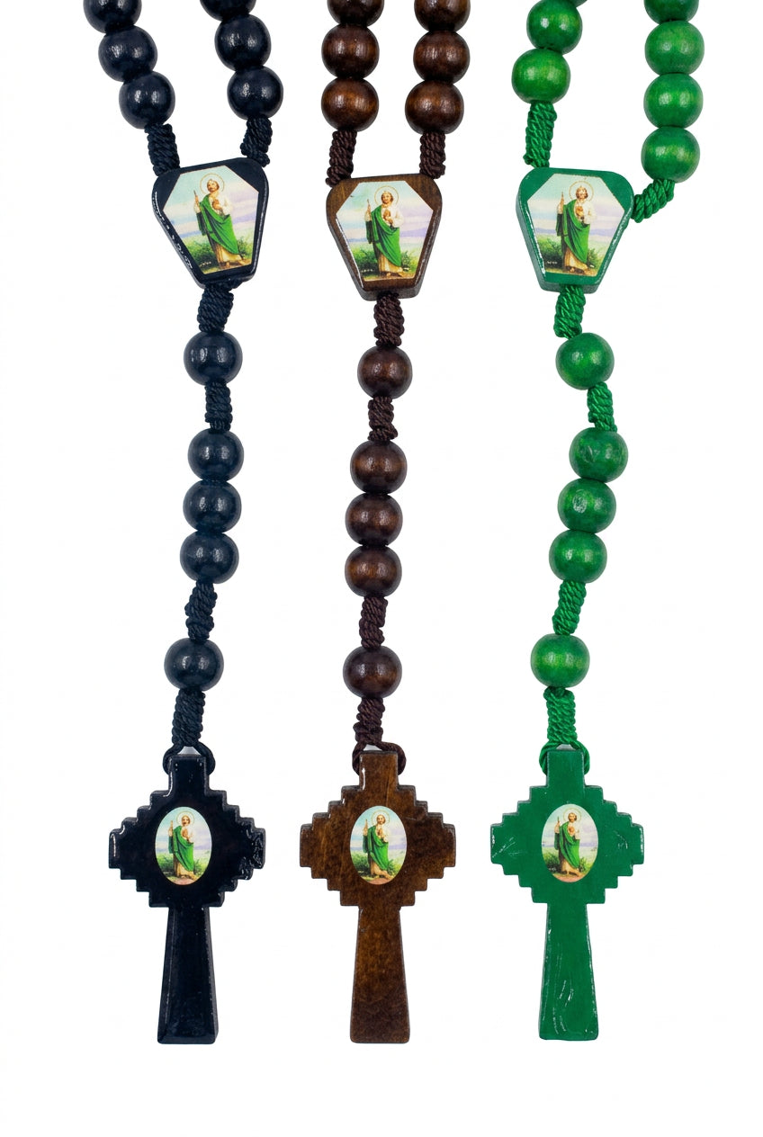 10mm St. Jude Wooden Rosary
