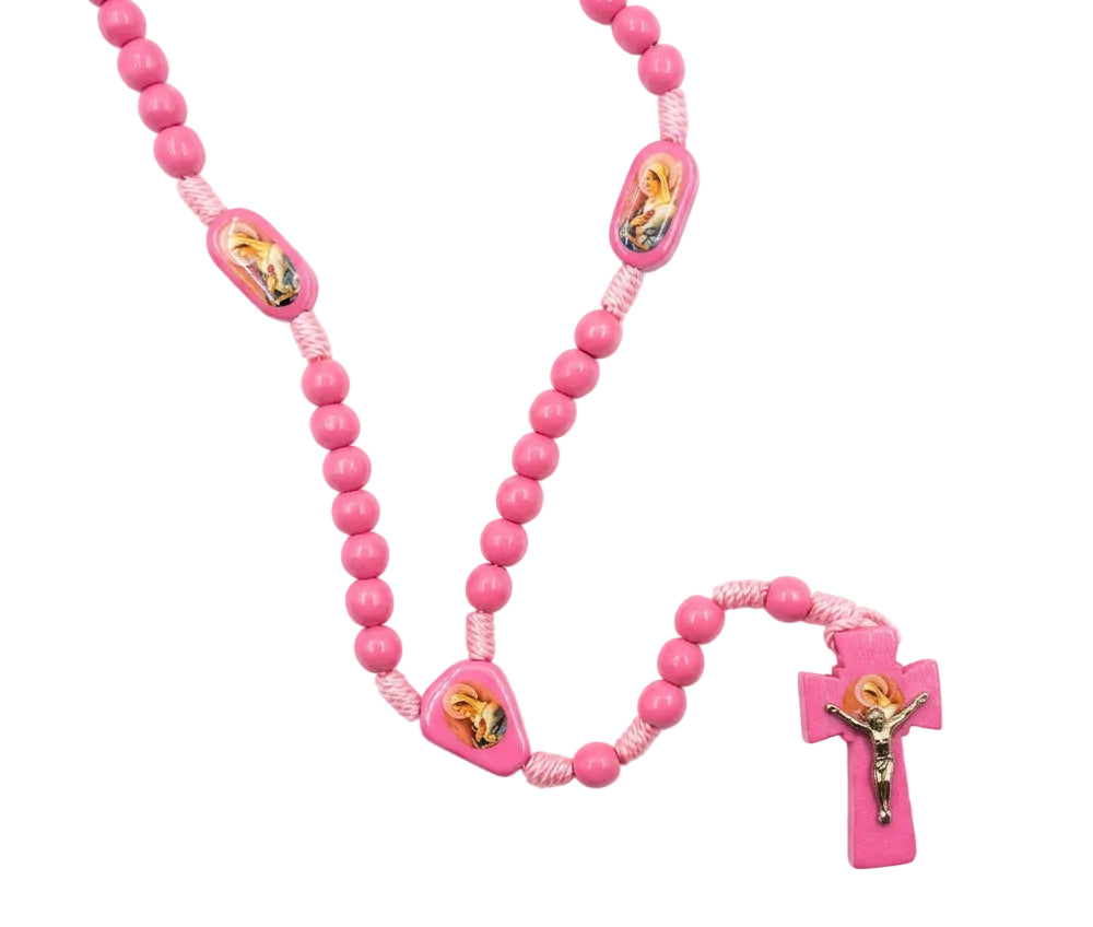 10mm Pink Our Lady of Sorrows Wood Chaplet