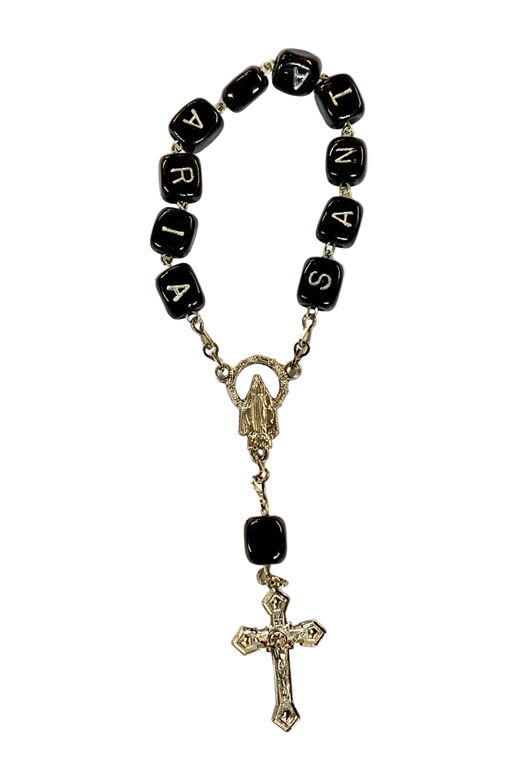 8mm Square Wood Santa Maria Single Decade Rosary