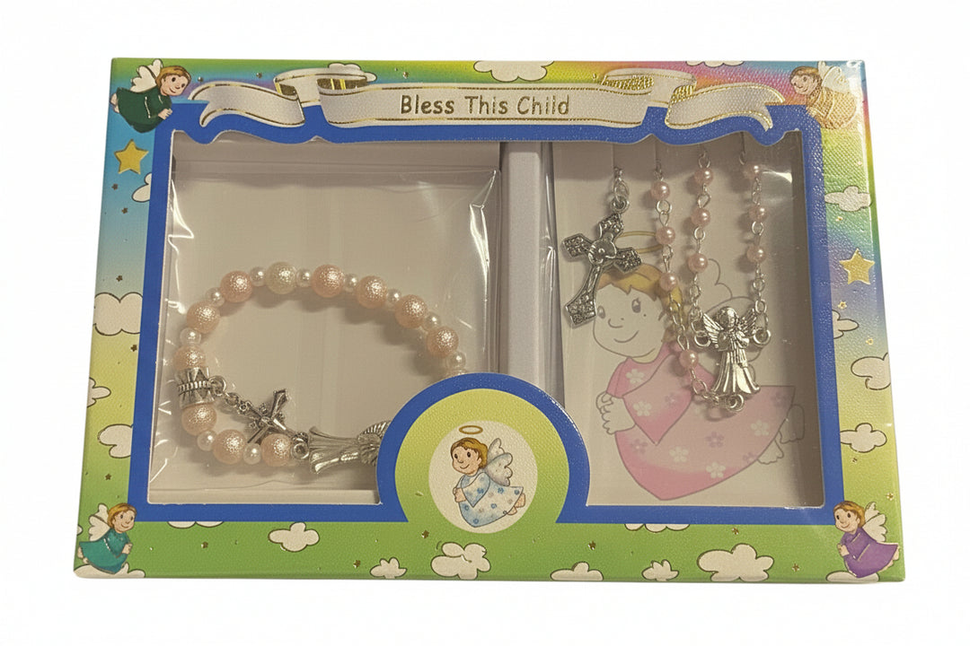 Baby Rosary and Bracelet Boxed Set