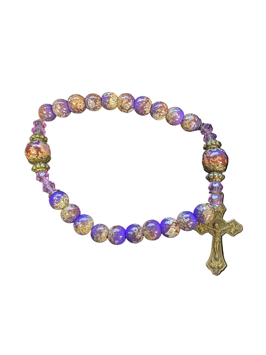 Amethyst Glass Marble Stretch Bracelet