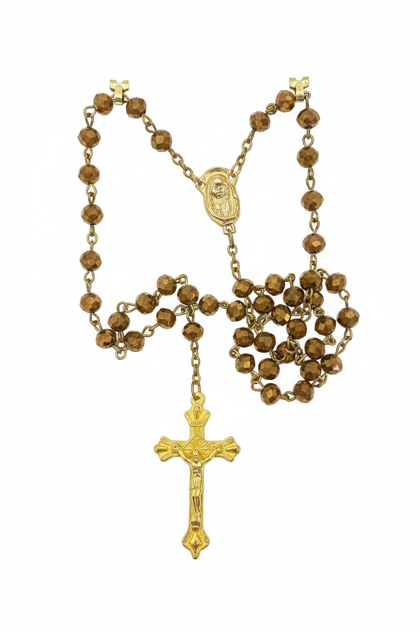 7mm Sun-Cut Gold Rosary