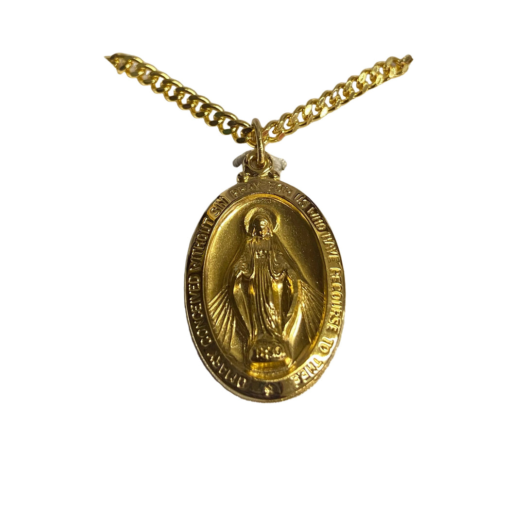 24" Gold Miraculous Medal Necklace