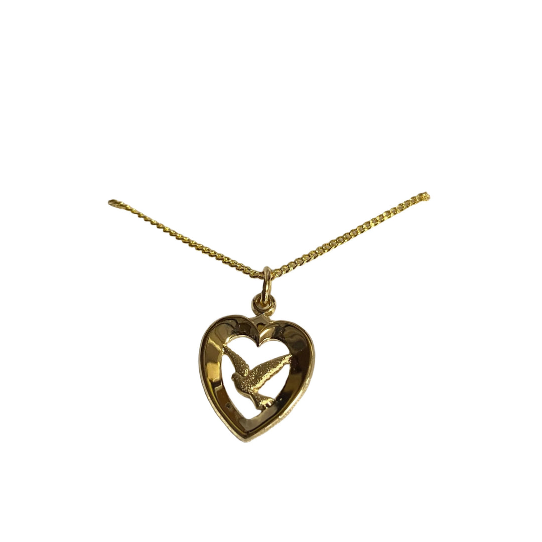18" Gold Heart and Dove Necklace