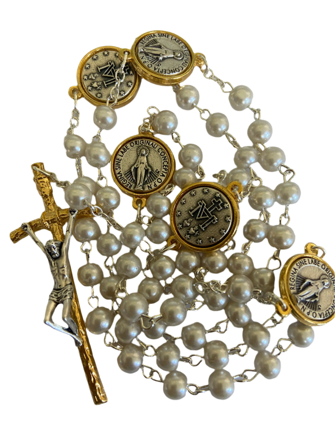6MM Miraculous Medal Pearl Rosary