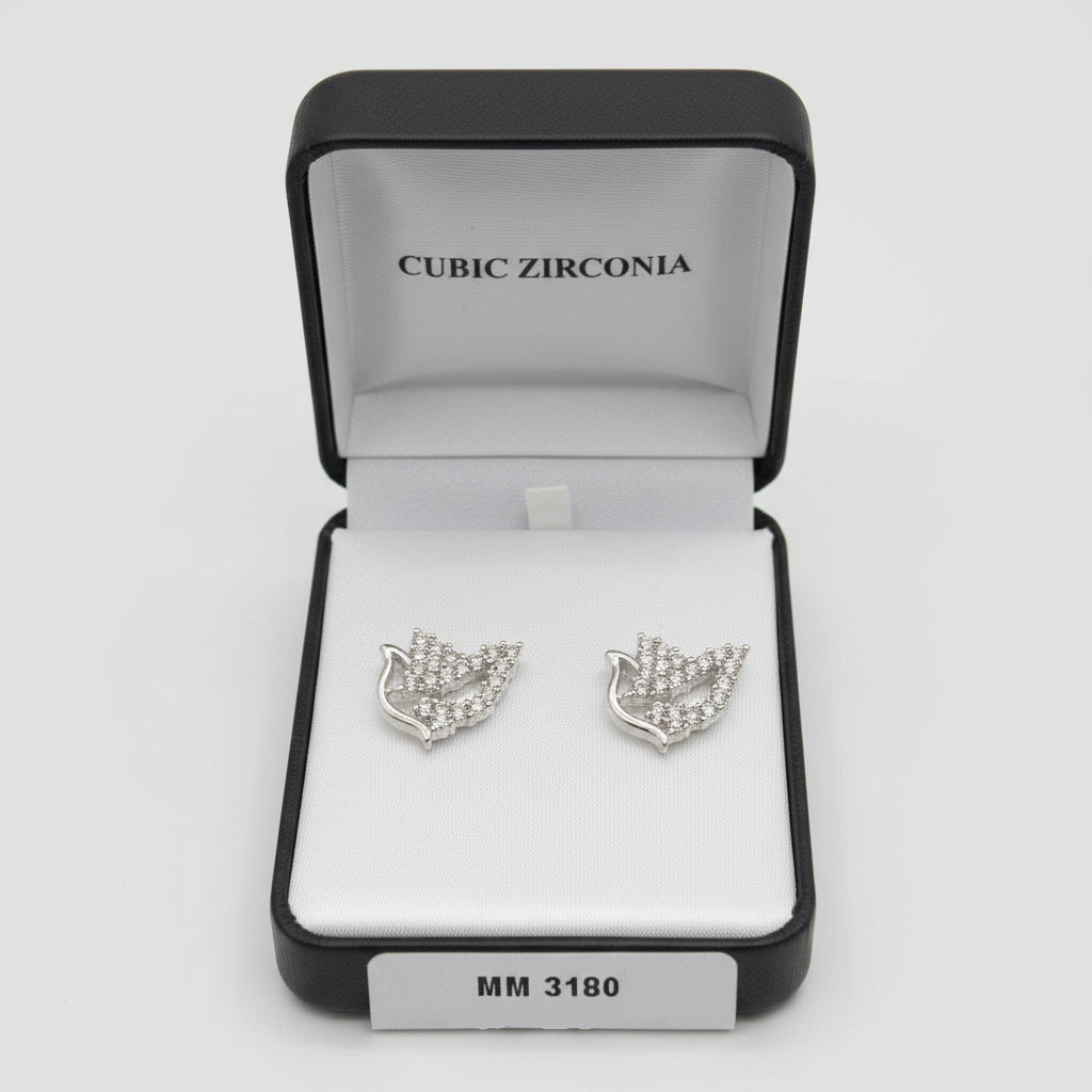 Cubic Zirconia Silver Dove Earrings