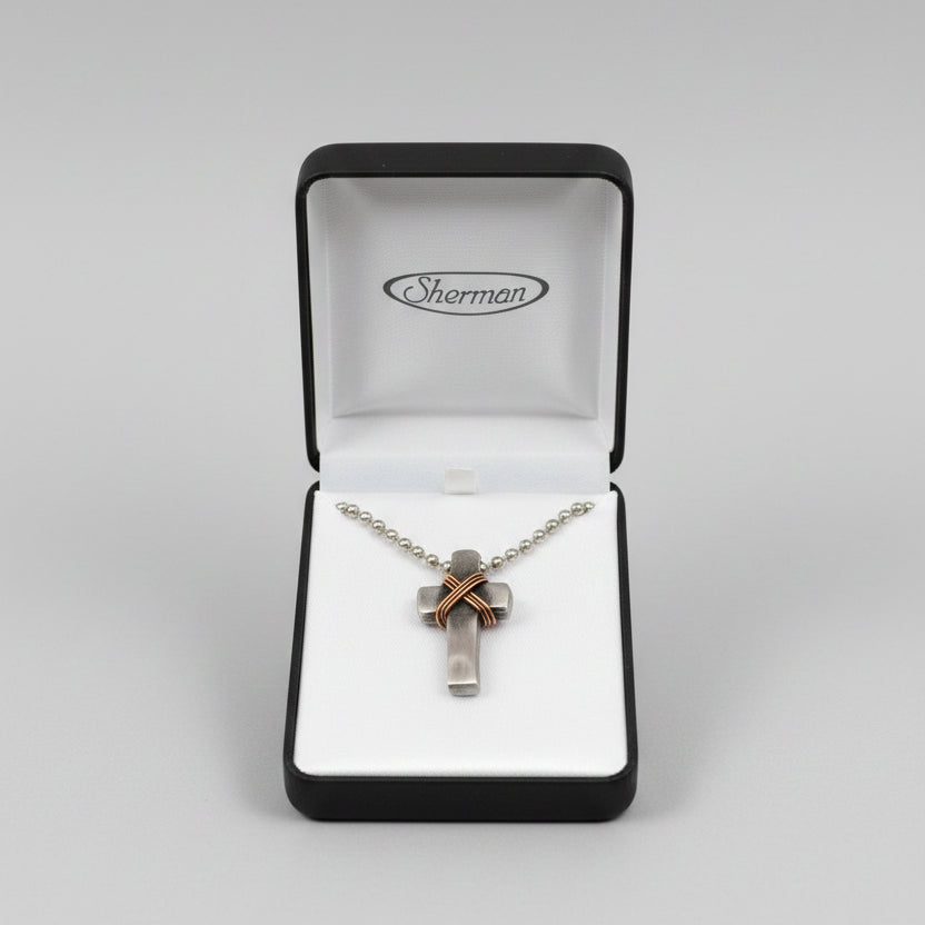 24" Genuine Pewter Cross Necklace